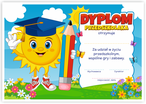 Dyplom: Przedszkolaka - Słoneczko (wzór 58)