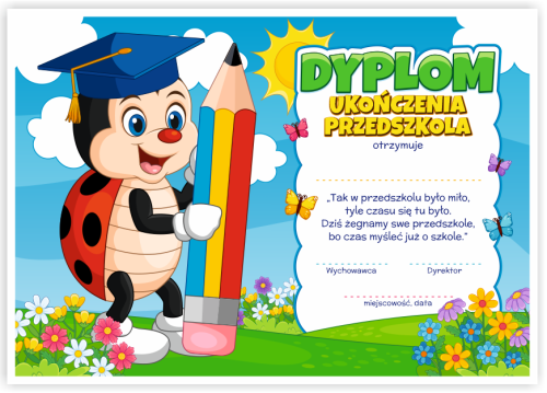 Dyplom: Ukończenia Przedszkola - Biedronka (wzór 137)