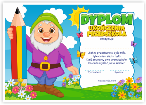 Dyplom: Ukończenia Przedszkola - Krasnal (wzór 141)