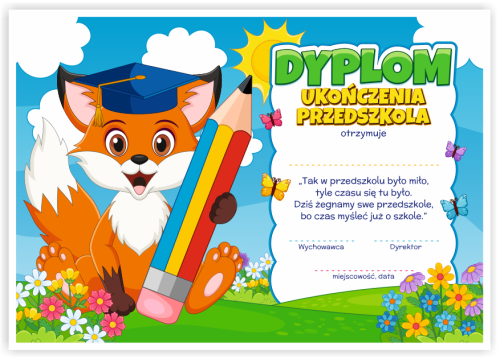 Dyplom: Ukończenia Przedszkola - Lisek (wzór 147)