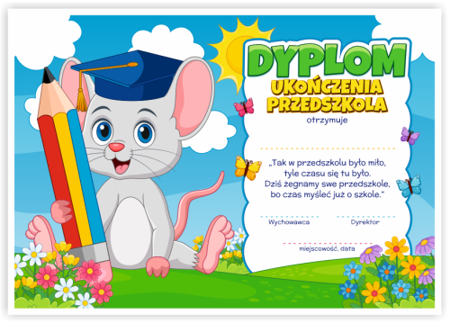 Dyplom: Ukończenia Przedszkola - Myszka (wzór 148)
