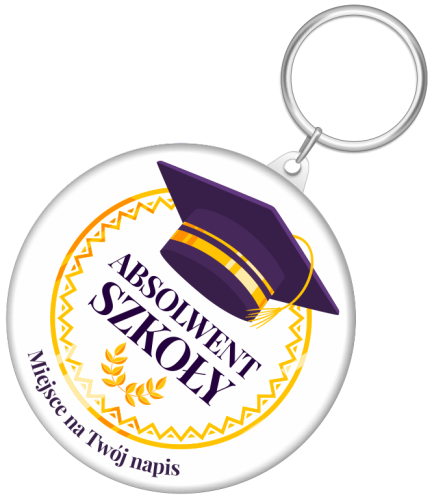 Breloczek "Absolwent Szkoły" - wzór 8 (rozmiar 58mm) + twój napis