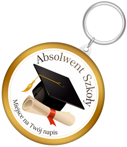 Breloczek "Absolwent Szkoły" - wzór 10 (rozmiar 58mm) + twój napis