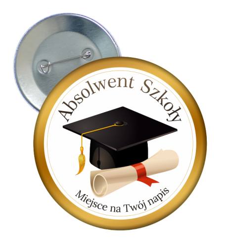 Przypinka: Absolwent Szkoły (wzór 20) + Twój napis