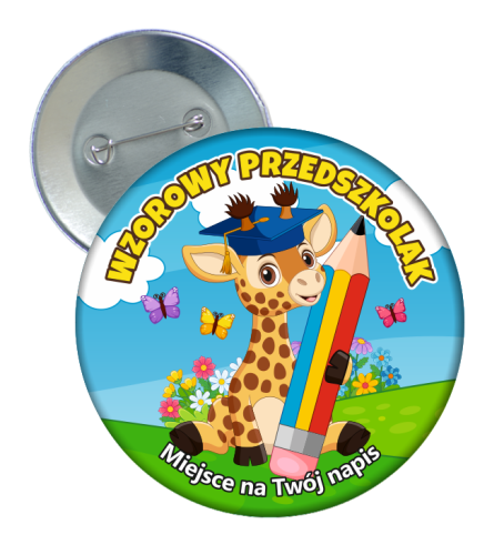 Przypinka: Wzorowego Przedszkolaka (Żyrafa) + twój napis