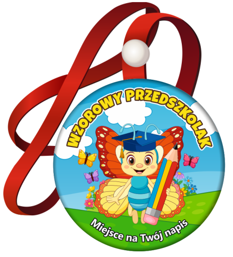 Medal na tasiemce: Wzorowego Przedszkolaka (Motyl) + twój napis