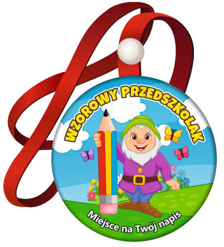 Medal na tasiemce: Wzorowego Przedszkolaka (Krasnal) + twój napis