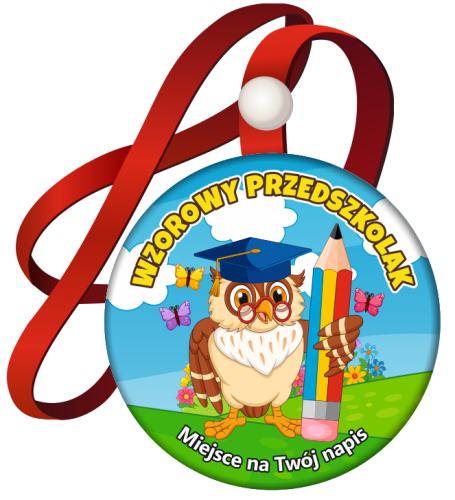 Medal na tasiemce: Wzorowego Przedszkolaka (Sowa) + twój napis