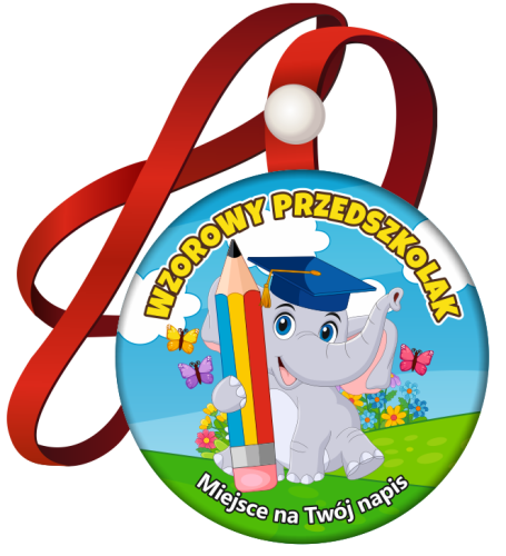 Medal na tasiemce: Wzorowego Przedszkolaka (Słonik) + twój napis