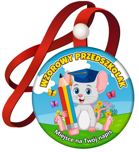 Medal na tasiemce: Wzorowego Przedszkolaka (Myszka) + twój napis