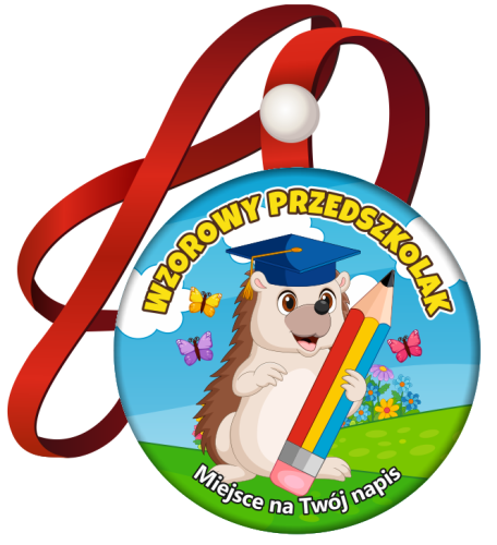 Medal na tasiemce: Wzorowego Przedszkolaka (Jeż) + twój napis