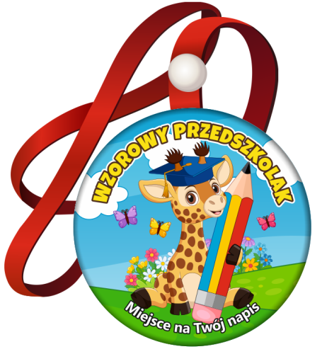 Medal na tasiemce: Wzorowego Przedszkolaka (Żyrafa) + twój napis