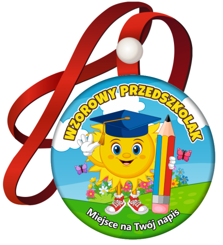 Medal na tasiemce: Wzorowego Przedszkolaka (Słoneczko) + twój napis