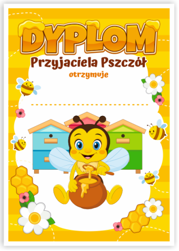 Dyplom: Przyjaciela Pszczoły (format A5)