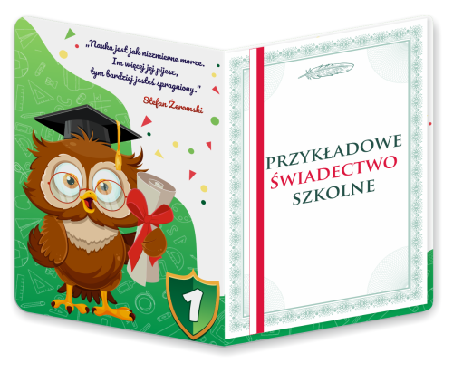 Dyplom: Ukończenia klasy 1 - wzór 2 (składany, format A4+)