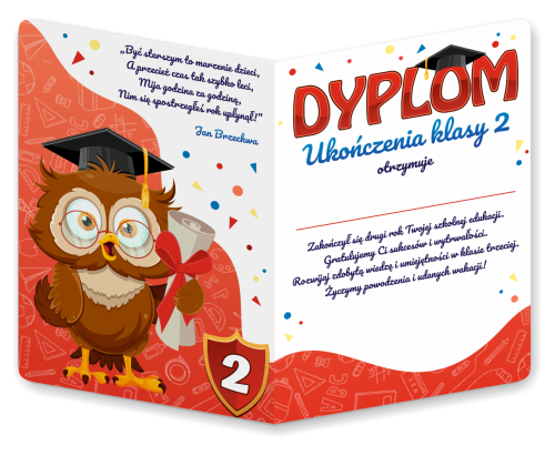 Dyplom: Ukończenia klasy 2 - wzór 2 (składany, format A4+)