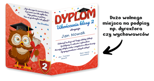 Dyplom: Ukończenia klasy 2 - wzór 2 (składany, format A4+)