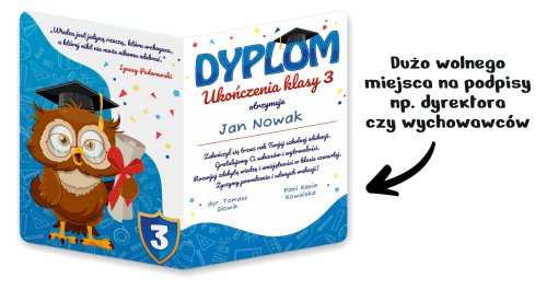 Dyplom: Ukończenia klasy 3 - wzór 2 (składany, format A4+)