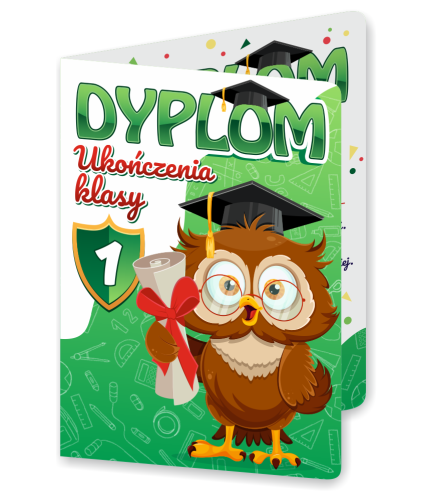 Dyplom: Ukończenia klasy 1 - wzór 2 (składany, format A4+)