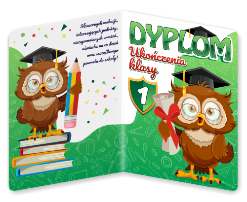 Dyplom: Ukończenia klasy 1 - wzór 2 (składany, format A4+)