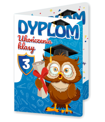 Dyplom: Ukończenia klasy 3 - wzór 2 (składany, format A4+)