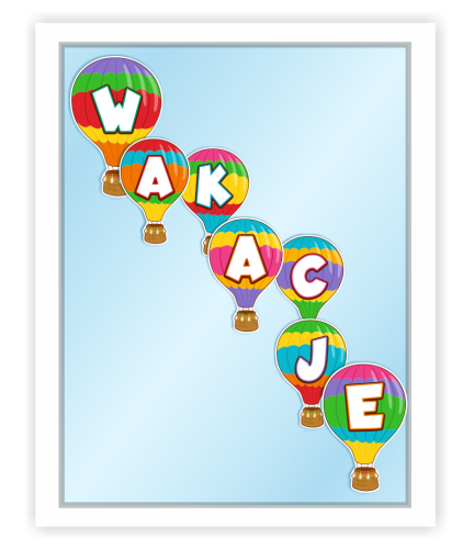 Dekoracja letnia na okna "Balony - WAKACJE" (dwustronna)