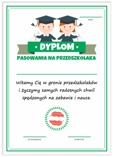 Dyplom: Pasowania na Przedszkolaka (Dzieci)