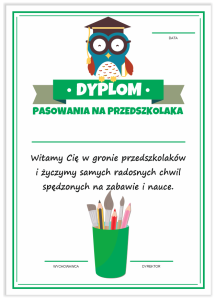 Dyplom: Pasowania na Przedszkolaka (Sowa)