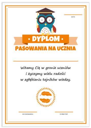 Dyplom: Pasowania na Ucznia (Sowa)