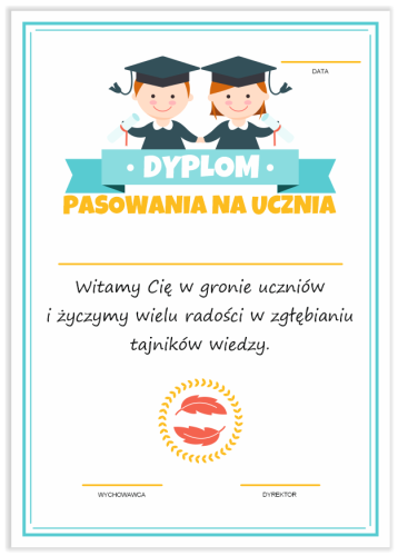 Dyplom: Pasowania na Ucznia (Dzieci)