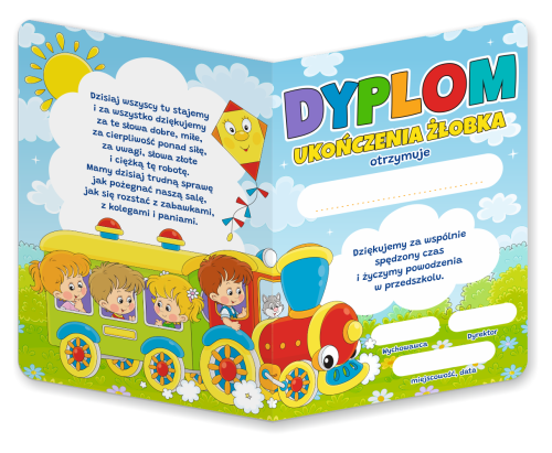 Dyplom: Ukończenia Żłobka - wzór 3 (składany, format A5)