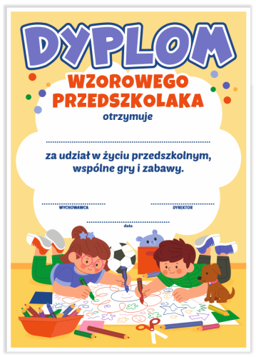 Dyplom: Wzorowego Przedszkolaka (wzór 64)