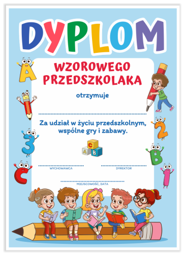 Dyplom: Wzorowego Przedszkolaka (wzór 60)