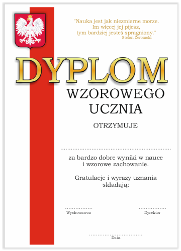Dyplom: Wzorowego Ucznia