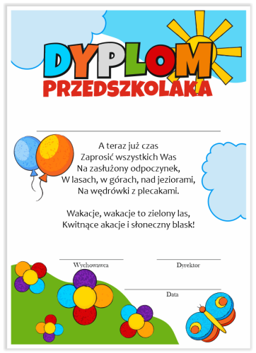 Dyplom: Przedszkolaka (Wzór 6)