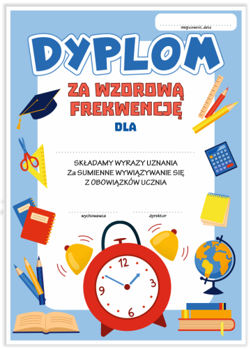 Dyplom: Wzorowa Frekwencja - wzór 3