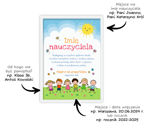 Podziękowanie dla nauczyciela w ramce