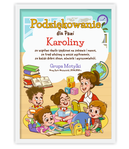 Podziękowanie dla nauczyciela w ramce