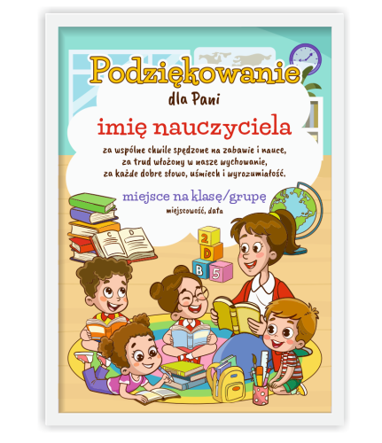 Podziękowanie dla nauczyciela w ramce
