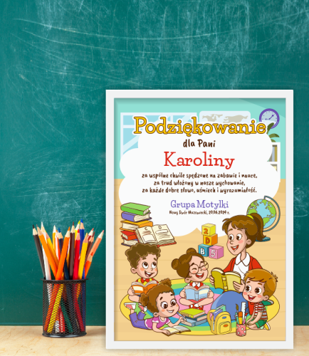 Podziękowanie dla nauczyciela w ramce