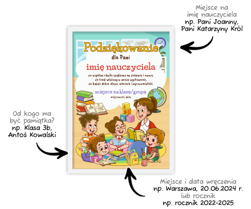 Podziękowanie dla nauczyciela w ramce