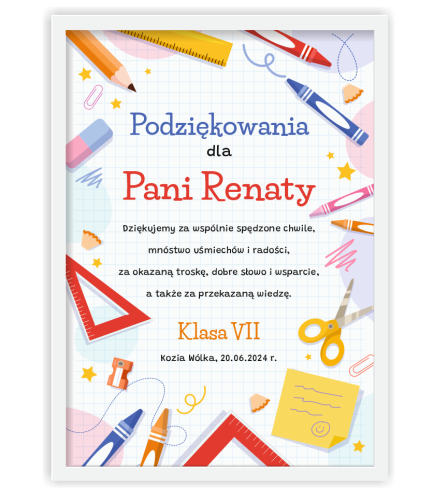 Podziękowanie dla nauczyciela w ramce