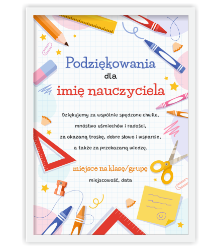 Podziękowanie dla nauczyciela w ramce