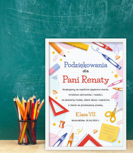 Podziękowanie dla nauczyciela w ramce