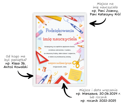 Podziękowanie dla nauczyciela w ramce