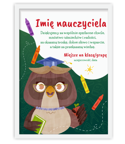 Podziękowanie dla nauczyciela w ramce