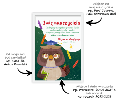 Podziękowanie dla nauczyciela w ramce
