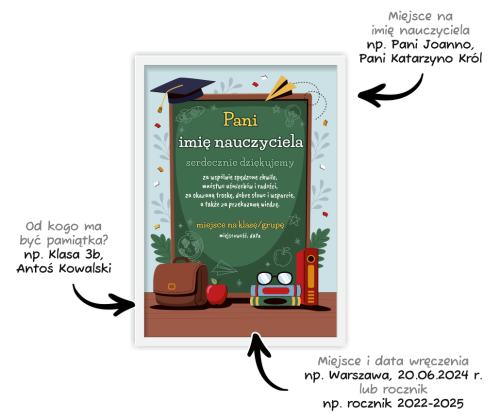 Podziękowanie dla nauczyciela w ramce