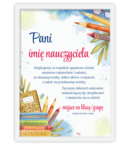 Podziękowanie dla nauczyciela w ramce
