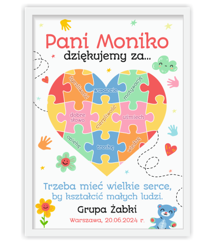 Podziękowanie dla nauczyciela w ramce - wzór 1 (format 21x30cm)